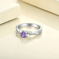 1 x RAW Customer Returns YL engagement ring wedding ring 925 sterling silver with amethyst February birthstone infinity ring solitaire ring for women size 54  - RRP €49.99