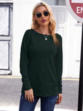 1 x RAW Customer Returns POGTMM Women Overzised T Shirt Long Sleeve Loose Round Neck Long Sleeve Pullover Blouse Tops Long Shirt XL, Dark Green  - RRP €21.77