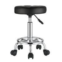 1 x RAW Customer Returns HMTOT Round Rolling Stool PU Leather Seat Stool Height Adjustable Swivel Stool with Wheels Black - RRP €40.98