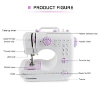 1 x RAW Customer Returns Electronic Sewing Machine, Mini Portable Sewing Machine, with 12 Different Stitches and Foot Pedal, Semi-Automatic, Double Threads-Single Needle-Single Head Machine, Model 505 - RRP €54.79