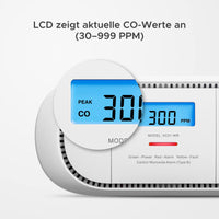 1 x RAW Customer Returns X-Sense networkable CO detector with peak value memory, carbon monoxide detector, accurate sensor with replaceable battery LCD display, T V Rheinland certified according to EN 50291, XC01-WR, 2 pieces - RRP €76.99