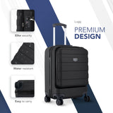 1 x RAW Customer Returns Lugg ABS hard shell suitcase - 37x24x55.5 cm I Hand luggage suitcase with 4 spinner wheels, double TSA lock, large, robust lightweight trolley design  black - RRP €70.58