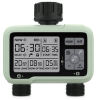 1 x RAW Customer Returns CROSOFMI 2 Outputs Garden Irrigation Controller Automatic Irrigation Timer Irrigation Programmer IP5X Waterproof Rain Delay Manual Watering Mode Child Lock Function - RRP €39.99