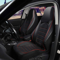 1 x RAW Customer Returns TOYOUN Classic Car Seat Covers Front Seats Highback Seat Covers Set of 2 Universal Protective Covers PU Leather Seat Protector for Car Seat Front Black Red Car Accessories Interior - RRP €37.99