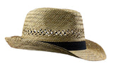 1 x RAW Customer Returns Black Jungle Varadero Straw Hat Natural Summer Hat Straw Hats Havana Hat Unisex Bogart Fedora Hat 55  - RRP €19.1