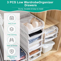 1 x RAW Customer Returns THATSRAD Set of 3 drawer boxes for wardrobe, drawer boxes, stackable shelf for wardrobe, inside, foldable storage boxes, drawer, white, stackable drawers for clothes, bedroom, kitchen, bathroom - RRP €37.48