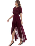 1 x RAW Customer Returns Gardenwed evening dresses elegant for wedding festive dress chiffon sleeve ruffles bridesmaid dress bridesmaid dress party graduation dress long ball gown burgundy L - RRP €57.13