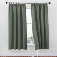 1 x RAW Customer Returns PONY DANCE Thermal Curtain Cold Protection Winter Darkening Curtains with Ruffle Tape Set of 2 H 175 x W 140 cm Opaque Curtains for Bedroom Curtain Blackout Ruffle Tape Gray Green - RRP €32.93