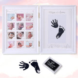 1 x RAW Customer Returns LEcylankEr Baby Handprint and Footprint Photo Album Baby Picture Frame First Year Anniversary Growth Record Baby Gifts,Foldable Dual-Use Photo Frame with Refillable Ink Pad White  - RRP €18.14