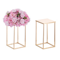 1 x RAW Customer Returns Flower Stand Wedding Centerpieces - 2 Gold Column Vases with Metal Panel Inweder Floor Vase 80cm Tall Geometric Flower Display Stand Party Home Decorations - RRP €61.86