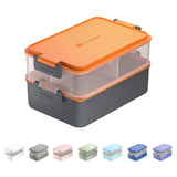 1 x RAW Customer Returns linoroso Lunch Box Adult Lunch Box with 3 Compartments Bento Box with Sauce Container and Crockery Lunch Box for Microwave and Dishwasher Plastic BPA Free - Orange - RRP €30.2