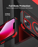 1 x RAW Customer Returns MobNano Hybrid Magnetic Transparent Case for iPhone 13 Case, iPhone 14 Case Compatible with MagSafe Shockproof Bumper Transparent Strong Magnet Mobile Phone Case Silicone iPhone 13 14 Case - Black Red - RRP €18.99