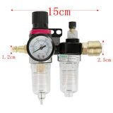 1 x RAW Customer Returns Pressure reducer compressed air water separator compressed air with pressure gauge maintenance unit 1 4 compressed air for compressor pressure regulator pneumatic components regulator filter gas processor - RRP €18.54