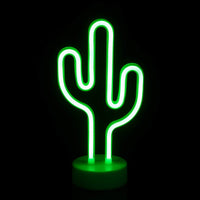 1 x RAW Customer Returns Bohaluo Cactus Night Light, LED Neon Signs with Base, Neon LED Lights, Battery Operated or USB Powered, Neon Light Decoration for Christmas - RRP €14.11