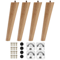 1 x RAW Customer Returns INMOZATA Wooden Furniture Feet Pack of 4 20cm Table Legs Conical Furniture Legs Made of Oak with Mounting Plates Screws and Foot Pads for Cupboard Sofa Coffee Table Natural Color - RRP €23.95