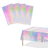 1 x Brand New APOMOONS 4 Pack Colorful Party Tablecloth, 137x274cm Iridescent Plastic Disposable Birthday Tablecloth, Rectangle Waterproof Tablecloth for Kids Girls Boys Birthday Party Decoration Barbecue Party - RRP €20.4