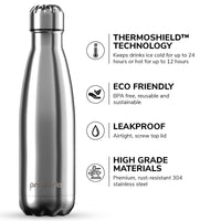 1 x RAW Customer Returns PROWORKS BPA Free Stainless Steel Insulated Water Bottle, Vacuum Insulated, Metal, 12 Hour Hot 24 Hour Cold Drinks Bottle, for Sports, Work and Gym - 1 Liter - Silver - RRP €22.0