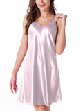 1 x Brand New ARCFEETORY Nightdress Women Satin Negligee Lingerie Night Dress Spaghetti Straps Nightwear V-Neck Sleepshirt M, Pink  - RRP €9.99