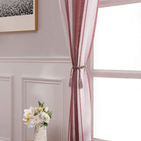 1 x RAW Customer Returns MIULEE Curtains Striped Transparent with Eyelets-Voile Curtains Living Room Modern Set of 2, Curtain Bedroom Transparent with Wine Red White Striped Pattern Curtain Semi-Transparent Stripes 140X245 CM - RRP €27.49