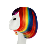 1 x RAW Customer Returns Bob wig carnival rainbow approx. 30cm for women and women, smooth colorful short hair wig for short hair Halloween Vika or Christmas theme party - RRP €16.13