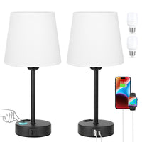 1 x RAW Customer Returns Bedside Lamp Set of 2, 3-Way Dimmable Touch Bedside Lamp with USB-A C Ports 2 AC Outlet 2 Bulbs, Table Lamps for Bedroom Living Room Office White  - RRP €63.92