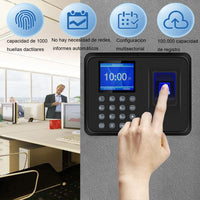 1 x RAW Customer Returns Attendance Machine, Biometric Fingerprint Attendance Machine with Spanish System LCD Screen, Capacity of 100,000 Records, 2.4 Inch, with 16G U Disk - RRP €62.71