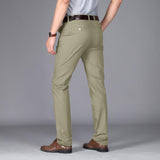 1 x RAW Customer Returns Misfuso Men s Anti-Wrinkle 100 Cotton Regular Waist Straight Tube Casual Pants with Pockets Khaki Light 42 - RRP €27.6