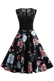 1 x RAW Customer Returns Axoe Women s 50s Rockabilly Dress with Floral Pattern Sleeveless, Color 06, XXL 46 EU  - RRP €34.99