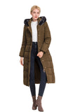 1 x RAW Customer Returns Polydeer Puffer Jacket Max Long Thickened Hooded Coat Vegan Down Winter Parka Women Brown Small - RRP €115.43