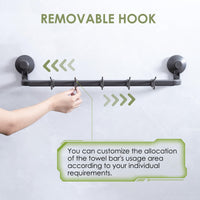 2 x RAW Customer Returns Luxear towel holder without drilling, 30cm 60cm adjustable towel rail suction cup for bathroom kitchen, 5 removable hooks, bath towel holder with max. 10KG load capacity, guest towel holder for wall shower-gray - RRP €34.28