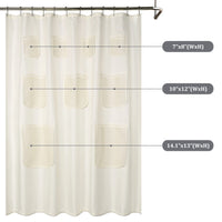 1 x Brand New LuxFocus Waterproof Fabric Shower Curtain or Liner with Mesh Pockets, White, 89 x 182 cm - RRP €4.02