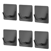 1 x Brand New JS Black Self Adhesive Towel Hooks No Drilling Kitchen Bathroom Hooks 6 Pack - RRP €14.24