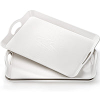 1 x RAW Customer Returns Cedilis 3 Pack Serving Trays with Handles 16 x 11 Rectangular Plastic Tray for Restaurant Party Coffee Table Kitchen White - RRP €18.99