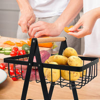 1 x RAW Customer Returns 2 Tier Fruit Rack Detachable Fruit and Vegetable Basket Vegetable Holder Fruit Basket Vegetable Snack Storage Basket for Kitchen Home with Screwdriver - RRP €17.48