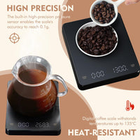 1 x RAW Customer Returns Coffee scale with timer, digital 0.3g-3kg espresso scale with timer, waterproof and heat-resistant high-precision USB scale with manual and automatic chronograph mode - RRP €18.14