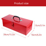 1 x RAW Customer Returns Generic tool box made of iron sheet red metal tool box metal household tool storage case with metal closure storage container, 39X16CM, 3M2714Q57LQI0 - RRP €38.99