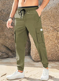 1 x RAW Customer Returns Elegancity Jogging Pants Men Cargo Pants Solid Color Pants Men Causal Sports Pants Elastic Leisure Pants with 6 Pockets Pickle Green, M - RRP €36.99