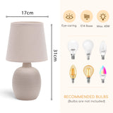 2 x RAW Customer Returns Table lamp ceramic table lamp lamp for bedside table side table bedside lamp fabric shade E14 vintage retro - RRP €40.32