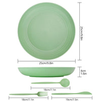 1 x RAW Customer Returns Large Dinner Plates, 25cm 10inch Plates and Knives Fork Spoons 16 Pieces Unbreakable Camping for 4 People Colored Plastic Tableware Picnic Plate Set - RRP €14.99