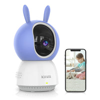 1 x RAW Customer Returns KAWA indoor surveillance camera, 2K 360 IP camera for home surveillance, 2.4G WiFi baby monitor, pet camera, intercom function, motion detection, cloud TF card storage, compatible with Alexa - RRP €39.98