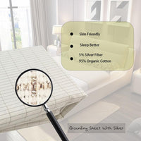 1 x RAW Customer Returns RIQINXIN Breathable Earthing Bed Sheet 152 x 203 cm Grounding Mat with Silver Fiber Organic Cotton with Ground Connection Cord Soft Sleep Therapy Beige - RRP €67.55