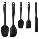 2 x RAW Customer Returns HOTEC 5 Pieces Silicone Spatula Set Kitchen Utensils for Baking, Dough Scraper Cooking and Mixing Heat Resistant Non-Stick Silicone Dishwasher in Food Grade Black - RRP €18.84