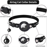 1 x RAW Customer Returns LZXLXS Airtag Cat Collar Breakaway, Reflective Kitten Collar with Apple Air Tag Holder and Bell for Girls Boys Cats, Black - RRP €8.75