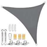 1 x RAW Customer Returns Sunal sun sail triangular 3x3x3m with fastening set, PES polyester waterproof, including fastening ropes, for sun protection on balconies, gardens and terraces, grey - RRP €28.99