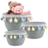 1 x Brand New Infreecs Set of 3 Storage Baskets, Stackable Woven Baskets, Children s Cotton Rope Braided Organizer, Storage Baskets for Cupboards, Bathrooms, Cupboards, Changing Table Accessories Dark Brown  - RRP €20.4