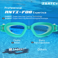 20 x Brand New ZABERT swimming goggles for men women adults, W1 professional diving goggles swimming goggles anti-fog UV400 protection, competition triathlon swimming pool, case clear lenses blue-green white teal - RRP €403.2