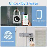 1 x RAW Customer Returns eLinkSmart Gym Padlock, Unlock by Fingerprint or Mobile App, Multi-User Waterproof Keyless Lock for Locker, Garage, Gate, Shed, School, Outdoor, Type C - RRP €37.99