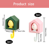 3 x Brand New YUE QIN 4 Pieces Animal Waterproof Hooks No Drilling Bird Key Hooks Towel Hooks Children s Wall Mount Coat Hooks for Kitchen Bedroom Bathroom Keys Bags Hats Pink Green  - RRP €39.3