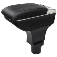 1 x RAW Customer Returns Armrest compatible with Fiat 500 center console storage box rotatable with cup holder double layer retrofit parts - RRP €60.19