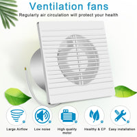 1 x RAW Customer Returns LeKaufen bathroom fan 100 mm WC fan with backflow flap, exhaust fan wall fan window fan for dehumidification and ventilation, 150 m h and no noise for kitchens, bathrooms, offices - RRP €31.45